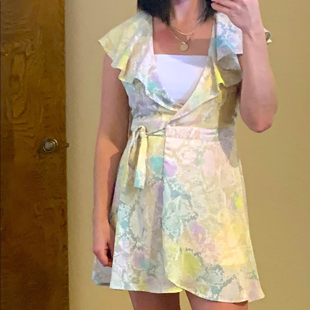 Pastel floral tie dress